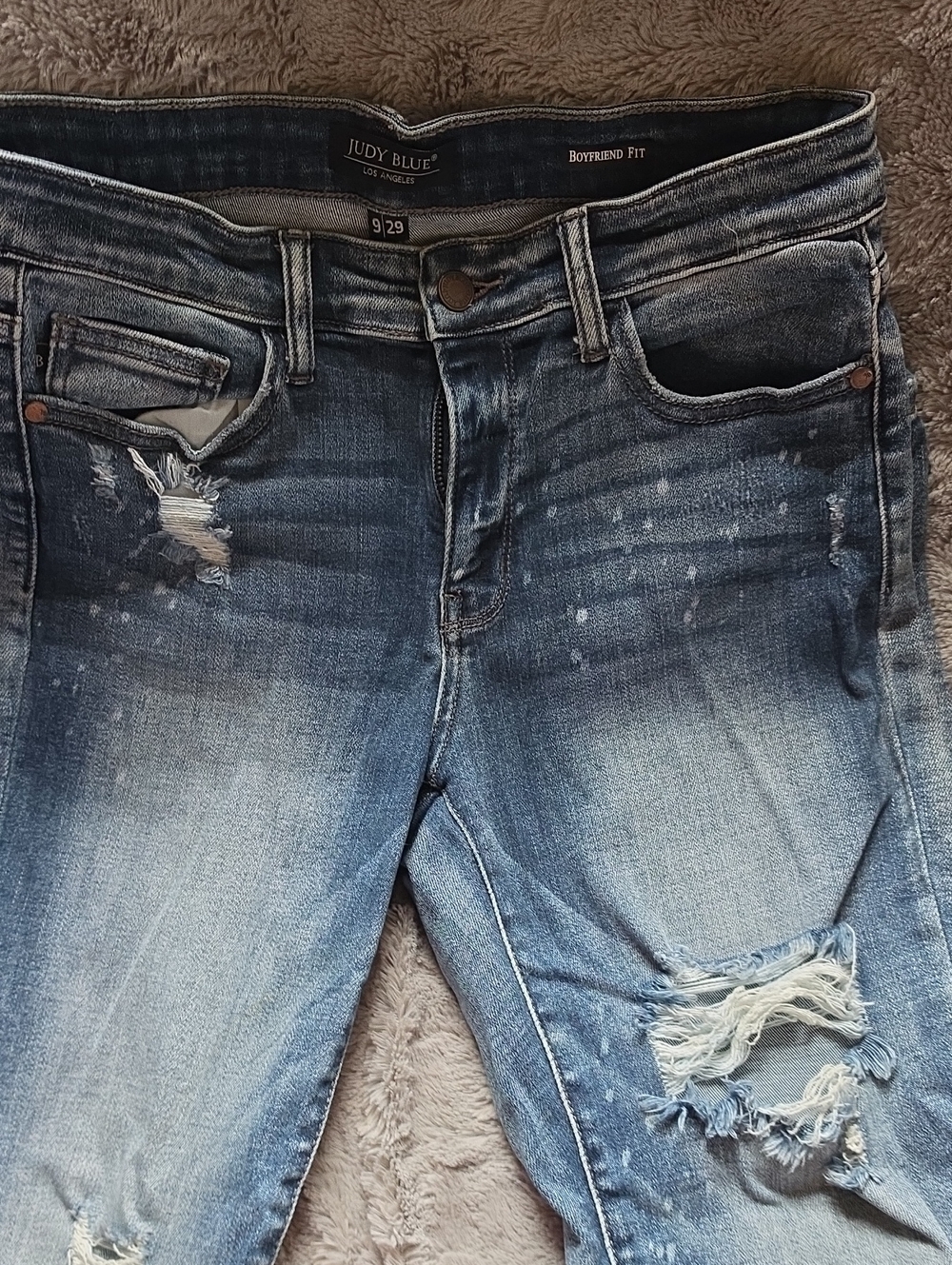 Judy Blue Distressed Light Blue Boyfriend Jeans